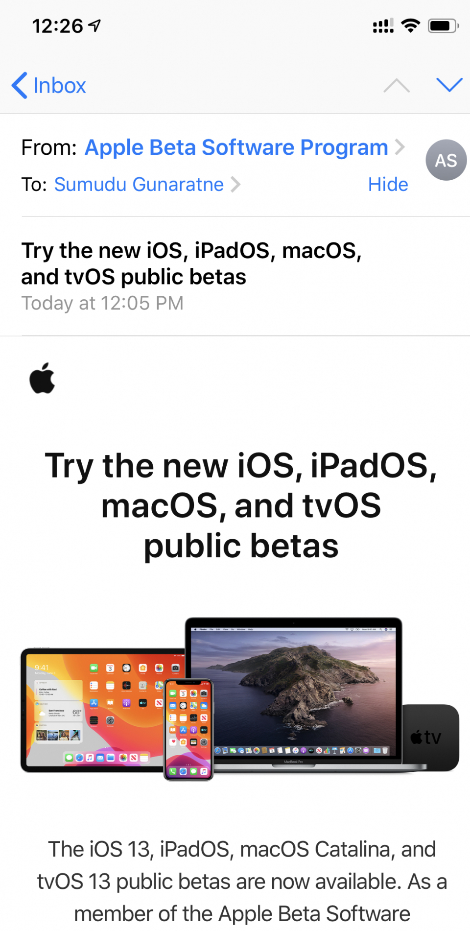 Apple Beta Invite